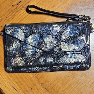 Lodis Black and Blue Wristlet Clutch